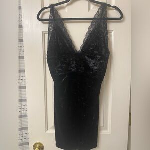 Free People Intimately Black Lace-Trimmed Bodycon Mini Dress Size Medium